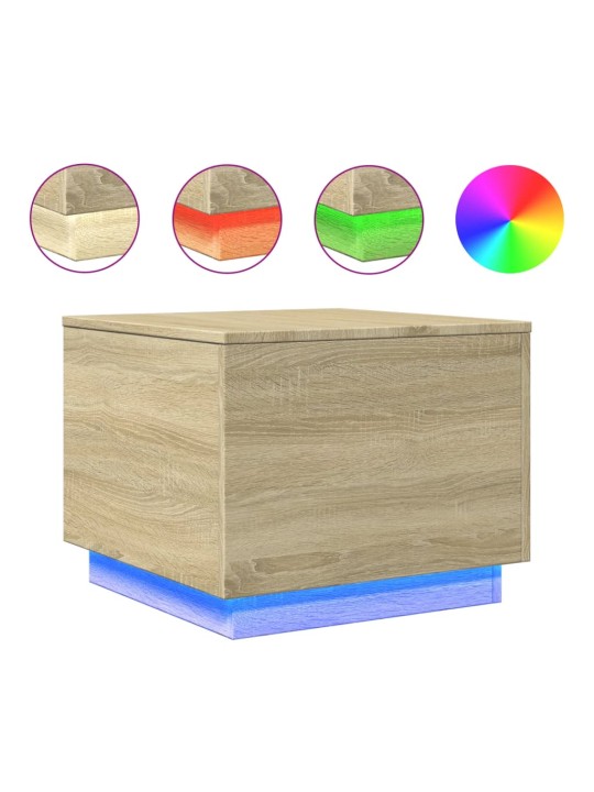 Konferenční stolek s LED osvětlením dub sonoma 50 x 50 x 40 cm