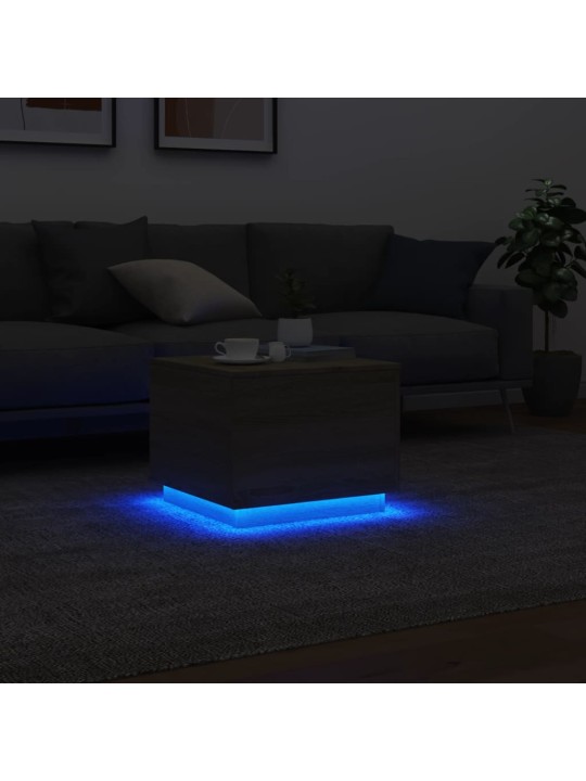 Konferenční stolek s LED osvětlením dub sonoma 50 x 50 x 40 cm