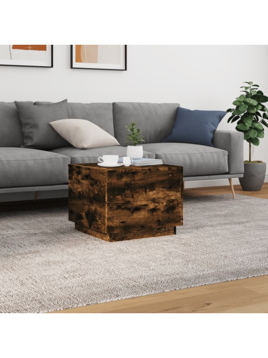 Konferenční stolek s LED osvětlením kouřový dub 50 x 50 x 40 cm