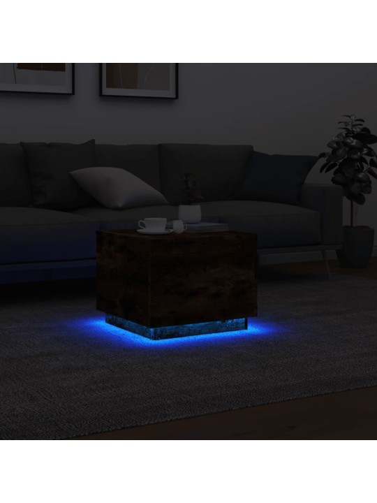 Konferenční stolek s LED osvětlením kouřový dub 50 x 50 x 40 cm