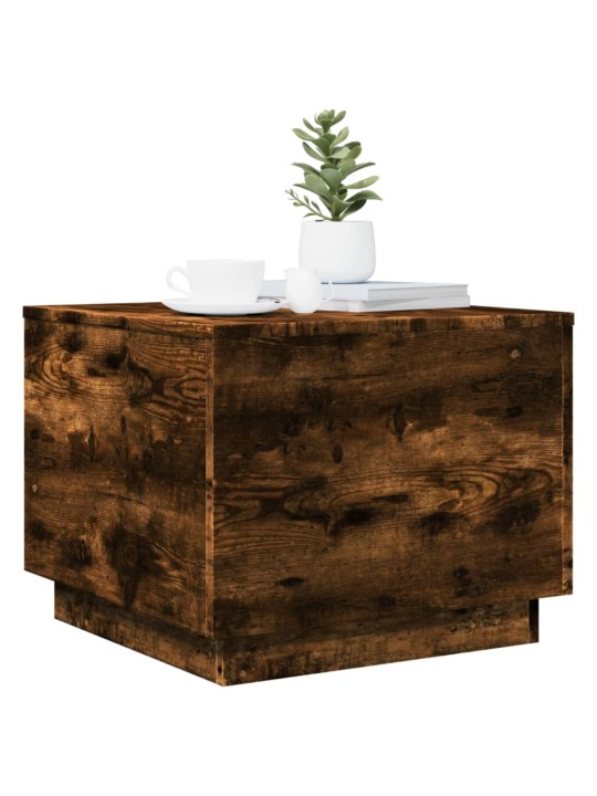 Konferenční stolek s LED osvětlením kouřový dub 50 x 50 x 40 cm
