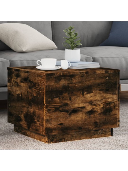 Konferenční stolek s LED osvětlením kouřový dub 50 x 50 x 40 cm