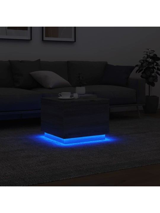 Konferenční stolek s LED osvětlením šedý sonoma 50 x 50 x 40 cm