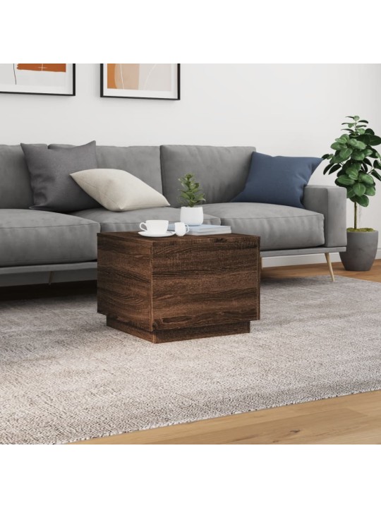 Konferenční stolek s LED osvětlením hnědý dub 50 x 50 x 40 cm