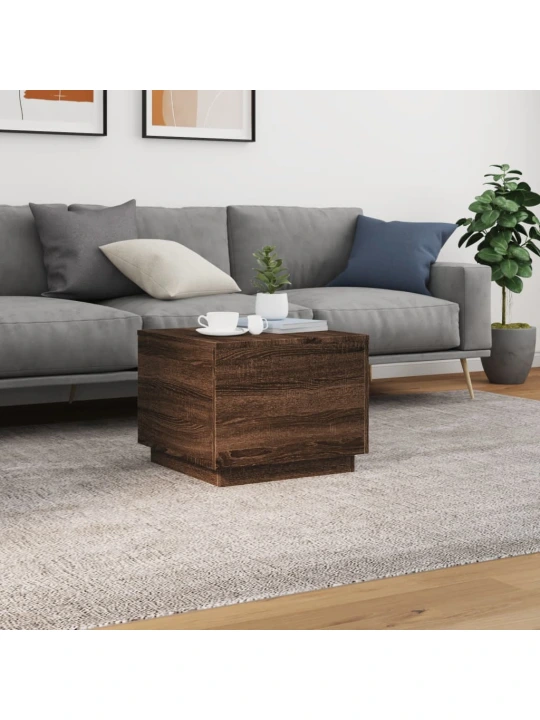 Konferenční stolek s LED osvětlením hnědý dub 50 x 50 x 40 cm