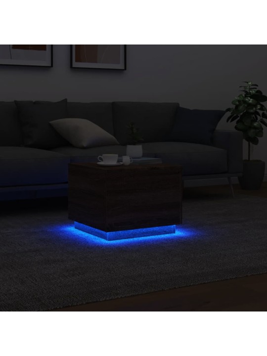 Konferenční stolek s LED osvětlením hnědý dub 50 x 50 x 40 cm