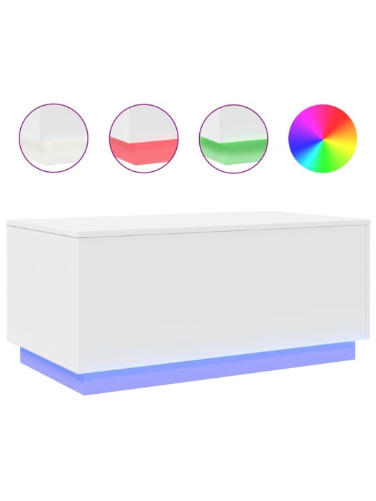 Konferenční stolek s LED osvětlením bílý 90 x 50 x 40 cm