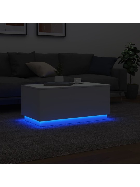 Konferenční stolek s LED osvětlením bílý 90 x 50 x 40 cm