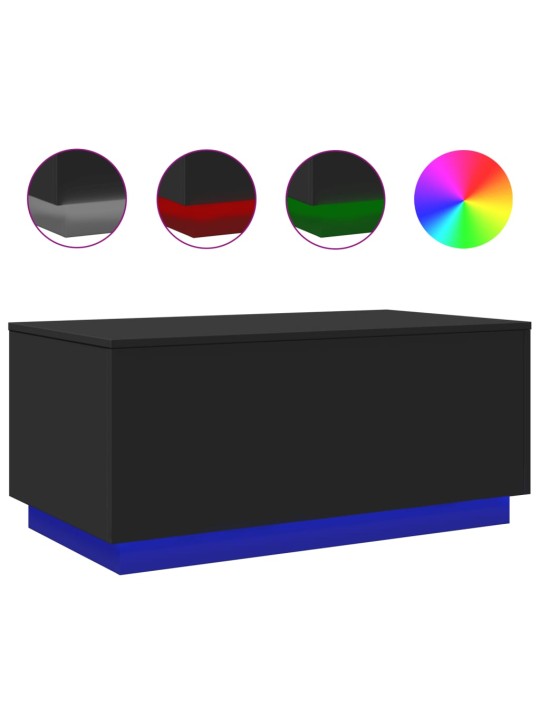 Konferenční stolek s LED osvětlením černý 90 x 50 x 40 cm