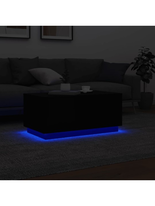 Konferenční stolek s LED osvětlením černý 90 x 50 x 40 cm