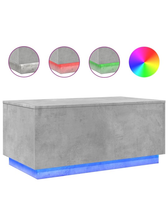 Konferenční stolek s LED osvětlením betonově šedý 90x50x40 cm