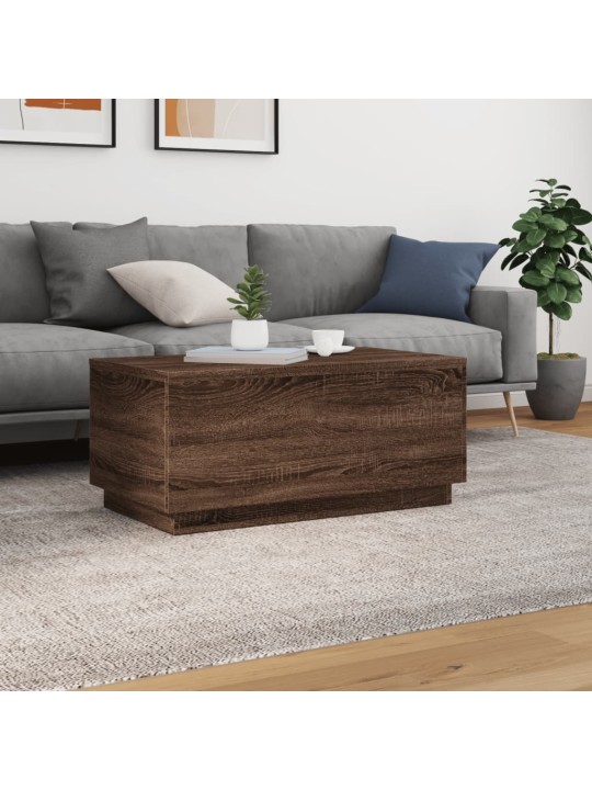 Konferenční stolek s LED osvětlením hnědý dub 90 x 50 x 40 cm