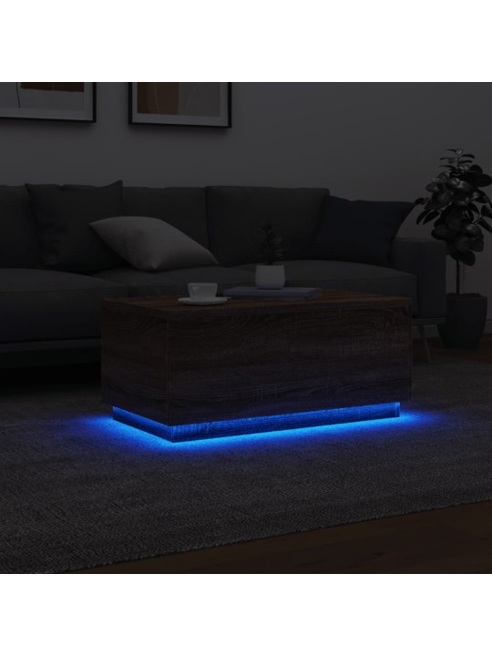 Konferenční stolek s LED osvětlením hnědý dub 90 x 50 x 40 cm