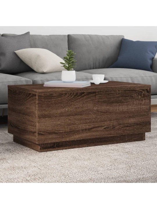 Konferenční stolek s LED osvětlením hnědý dub 90 x 50 x 40 cm