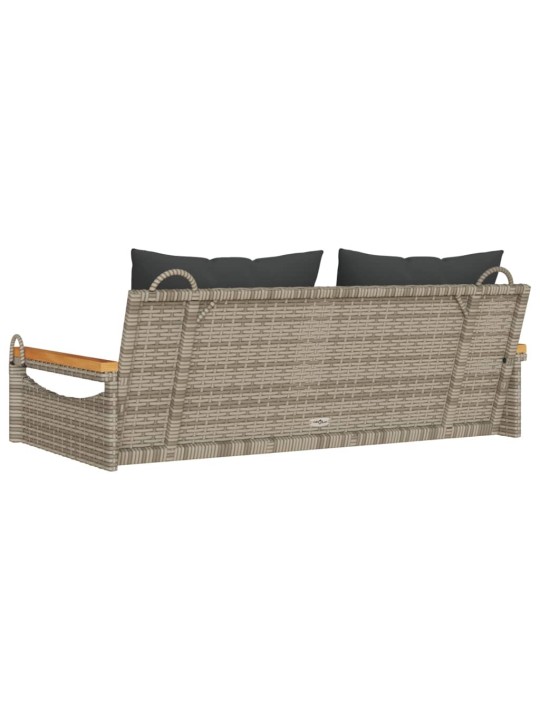 Houpací lavice s poduškami šedá 109 x 62 x 40 cm polyratan
