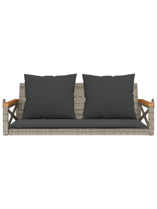 Houpací lavice s poduškami šedá 109 x 62 x 40 cm polyratan