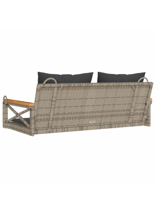Houpací lavice s poduškami šedá 109 x 62 x 40 cm polyratan