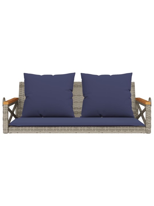 Houpací lavice s poduškami šedá 109 x 62 x 40 cm polyratan