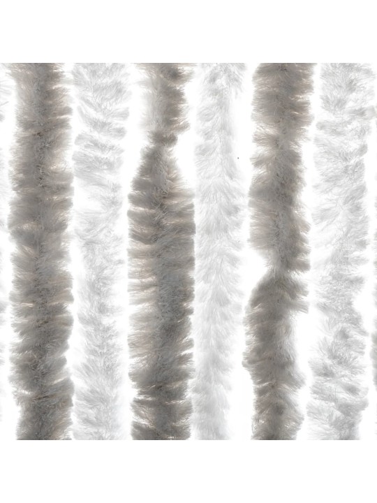 Závěs proti hmyzu světle šedý a bílý 90 x 200 cm žinylka