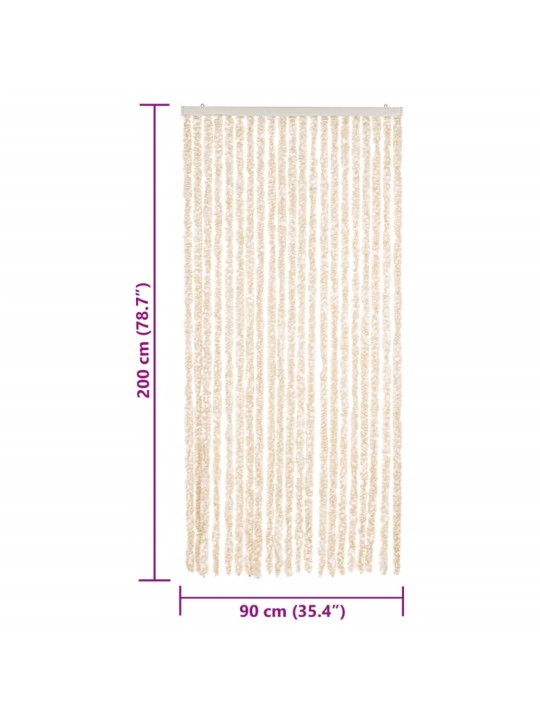 Závěs proti hmyzu béžový a bílý 90 x 200 cm žinylka