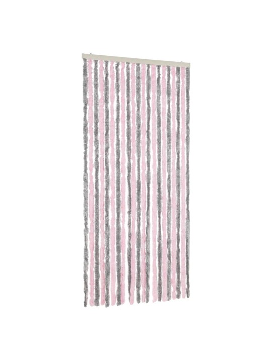 Závěs proti hmyzu stříbrošedý a růžový 90 x 200 cm žinylka