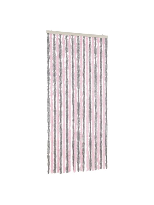 Závěs proti hmyzu stříbrošedý a růžový 90 x 220 cm žinylka