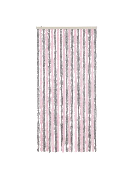 Závěs proti hmyzu stříbrošedý a růžový 90 x 220 cm žinylka