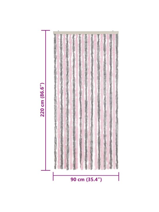 Závěs proti hmyzu stříbrošedý a růžový 90 x 220 cm žinylka