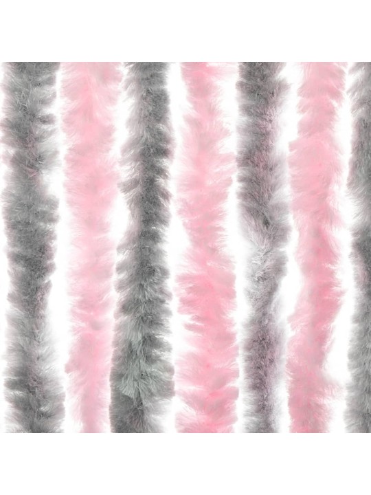 Závěs proti hmyzu stříbrošedý a růžový 100 x 200 cm žinylka