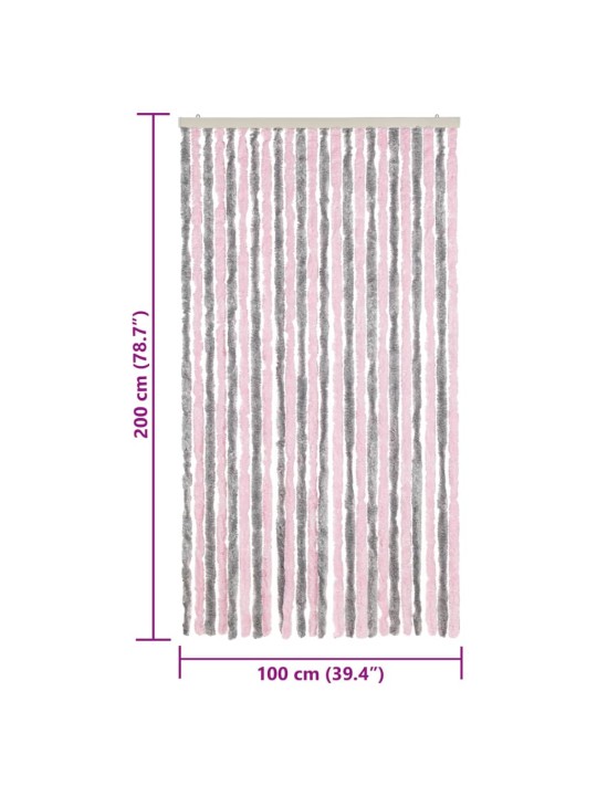 Závěs proti hmyzu stříbrošedý a růžový 100 x 200 cm žinylka