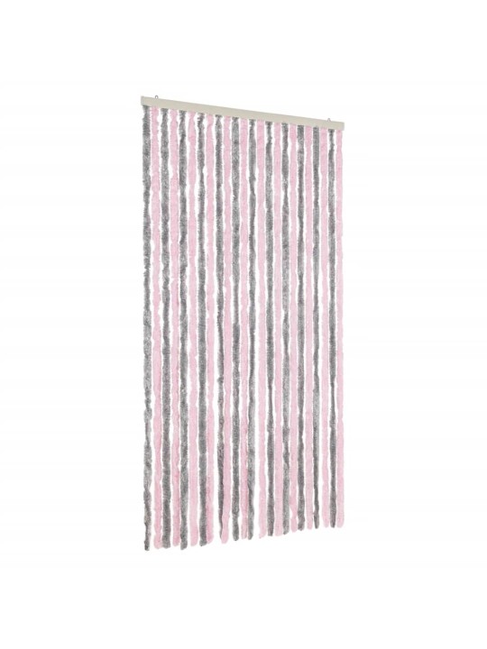 Závěs proti hmyzu stříbrošedý a růžový 100 x 220 cm žinylka