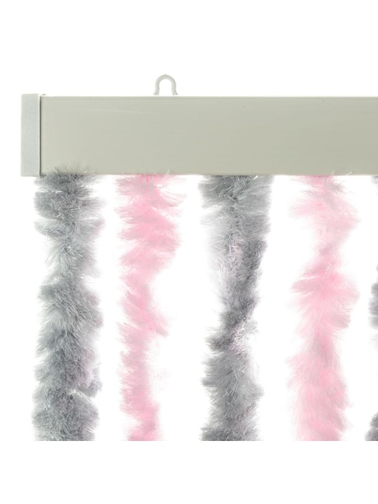 Závěs proti hmyzu stříbrošedý a růžový 100 x 230 cm žinylka