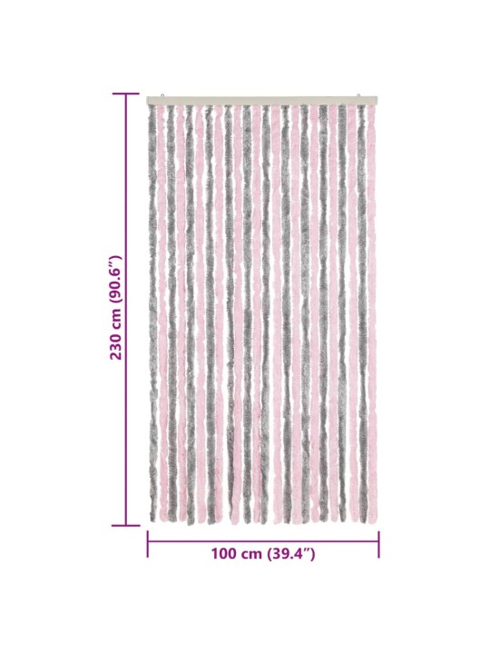 Závěs proti hmyzu stříbrošedý a růžový 100 x 230 cm žinylka