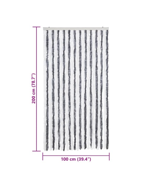 Závěs proti hmyzu šedý a bílý 100 x 200 cm žinylka
