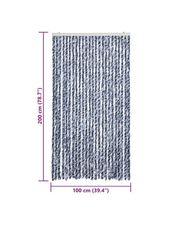 Závěs proti hmyzu modrý a bílý 100 x 200 cm žinylka