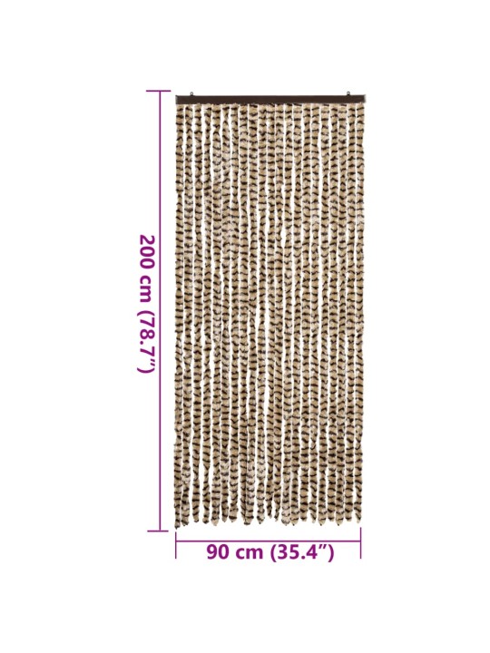 Závěs proti hmyzu béžový a hnědý 90 x 200 cm žinylka