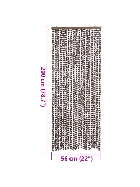 Závěs proti hmyzu hnědý a bílý 56 x 200 cm žinylka