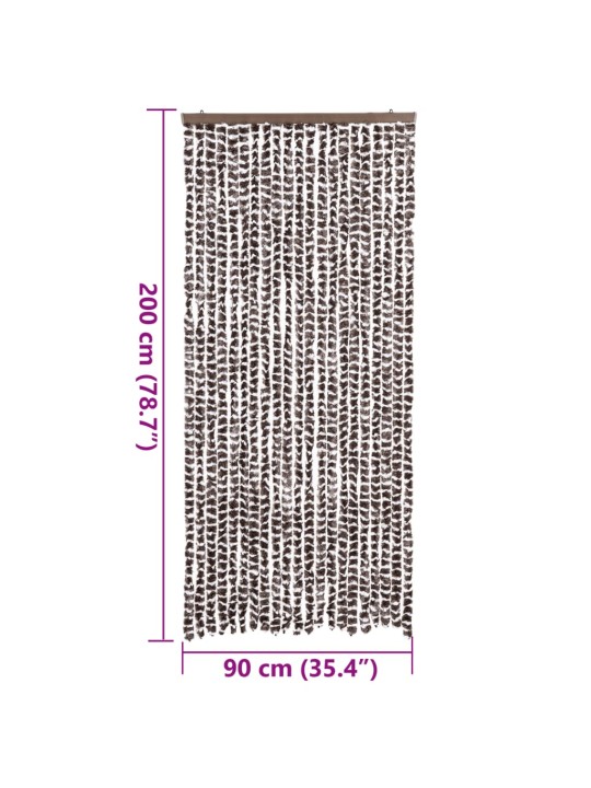 Závěs proti hmyzu hnědý a bílý 90 x 200 cm žinylka