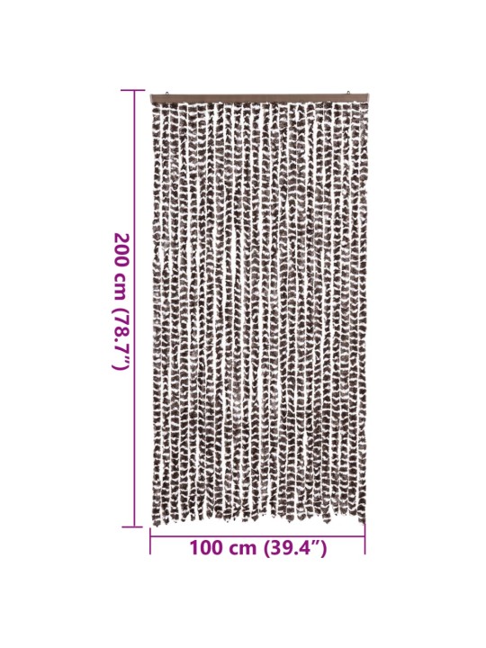 Závěs proti hmyzu hnědý a bílý 100 x 200 cm žinylka