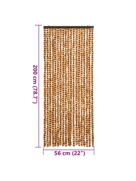 Závěs proti hmyzu okrový a bílý 56 x 200 cm žinylka