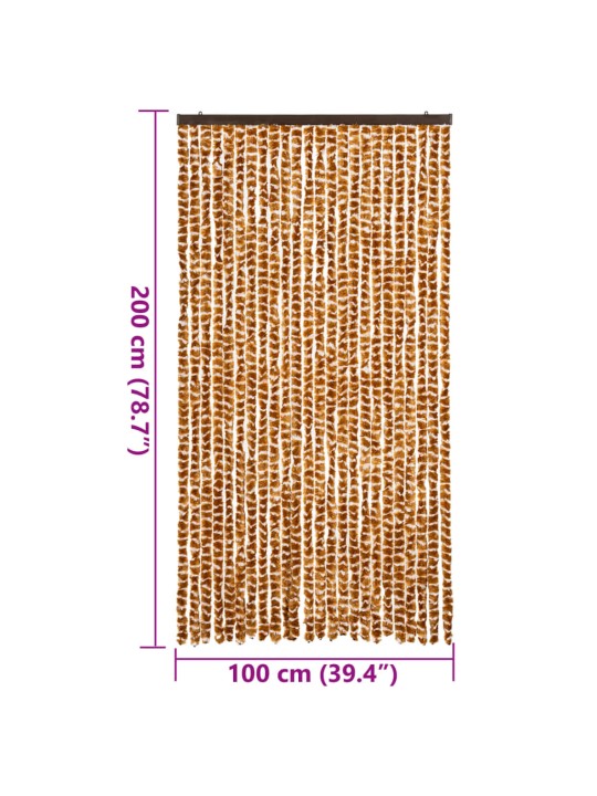 Závěs proti hmyzu okrový a bílý 100 x 200 cm žinylka