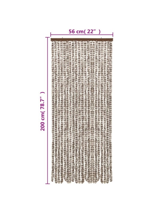 Závěs proti hmyzu taupe a bílý 56 x 200 cm žinylka