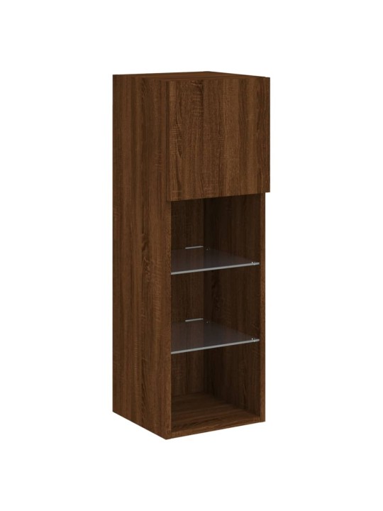 4dílná obývací stěna s LED osvětlením hnědý dub