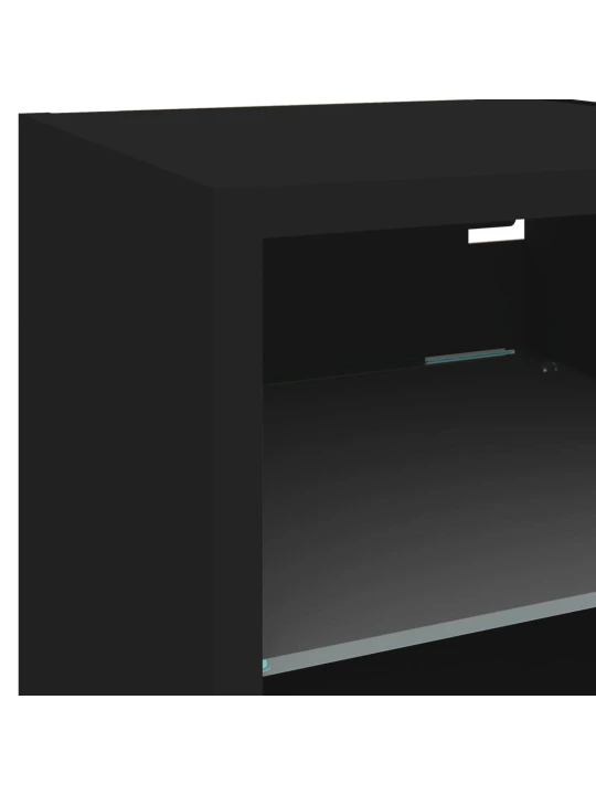 7dílná obývací stěna s LED osvětlením černá kompozitní dřevo