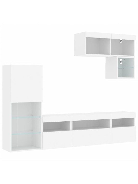 6dílná obývací stěna s LED osvětlením bílá kompozitní dřevo