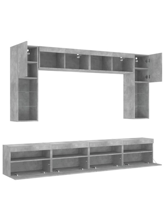 8dílná obývací stěna s LED osvětlením betonově šedá