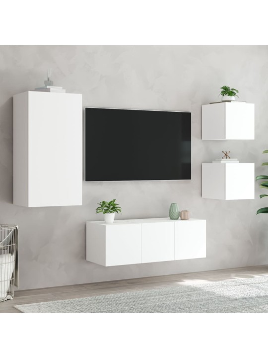 5dílná obývací stěna s LED osvětlením bílá kompozitní dřevo