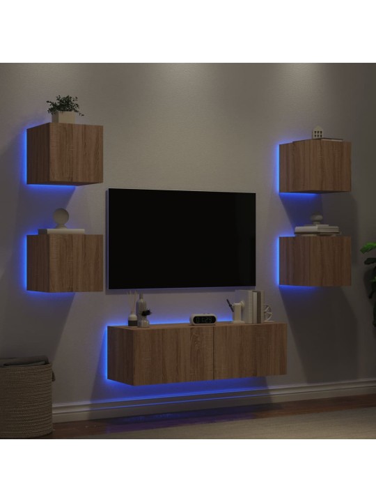 5dílná obývací stěna s LED osvětlením dub sonoma