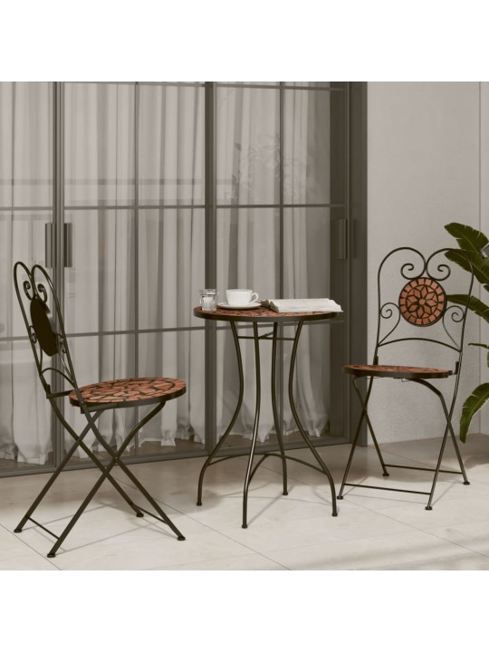 Mozaikový bistro stolek terakota Ø 50 x 70 cm keramika