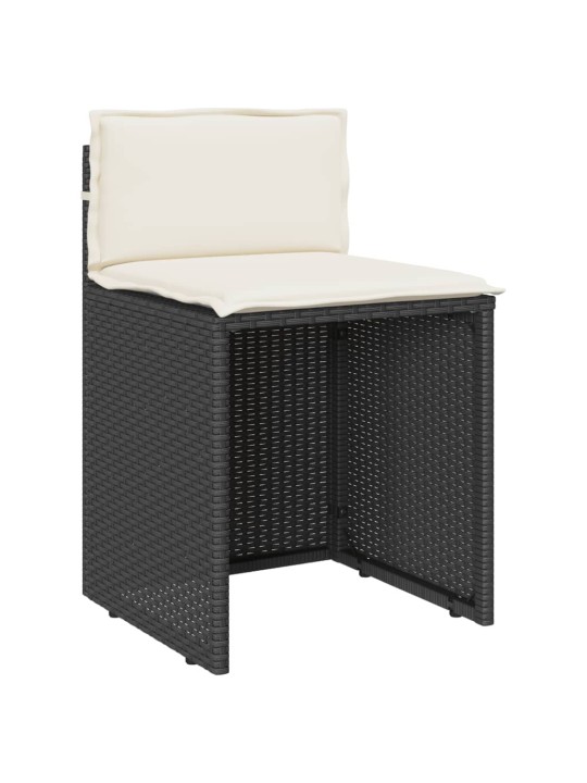 3dílný bistro set s poduškami černý polyratan